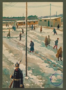 Näkymä Gustrowin vankileirille tekijältä Fernand Barbier