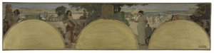 Luonnos Hôtel de Ville de Paris: Kirjoituksen historia - antiikin aika, n. 1890 (öljy kankaalle) tekijältä Fernand Cormon