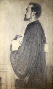 Miehen muotokuva (kynä paperille) tekijältä Fernand Khnopff
