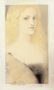 Venetian Memory (pastelli ja kynä kankaalle) tekijältä Fernand Khnopff