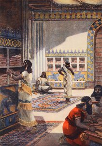 Kuningas Ashur-Bani-Palin kuuluisa kirjasto Ninivessä, kuva Hutchinsonin kansojen historiasta, n. 1910