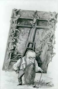 Auguste Rodinin muotokuva helvetin porteilla (wc paperille) tekijältä Fernand Paillet