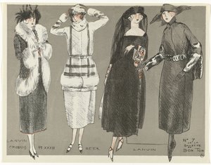 Gazette du Bon Ton, 1920 - nro 7, Croquis Pl XXXIII: Lanvin / Beer / Lanvin (otsikko esineessä)