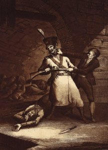 Jose de la Hera kapinoi yhtä Napoleonin armeijan sotilasta vastaan, n. 1812-13 (etsaus)