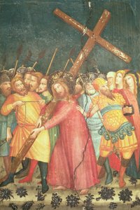 Kristus kantamassa ristiään matkalla Golgatalle (fresko)