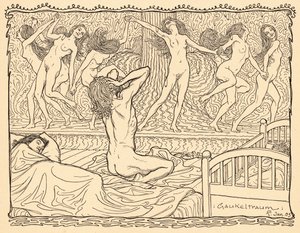 Gaukeltraum, levy 5, portfoliosta "Lebenszeichen", pub. 1908 Berliinissä, kirjoittanut Fritz Heyder Verlag tekijältä Fidus