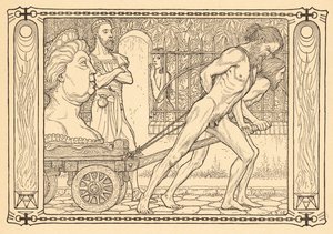 Ennen tavallisuuden kärryä, levy 3, portfoliosta "Lebenszeichen", pub. 1908 Berliinissä, kirjoittanut Fritz Heyder Verlag tekijältä Fidus