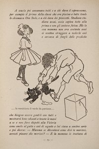 Kuvitus lastenkirjasta, n. 1920-30 tekijältä Filiberto Scarpelli