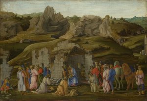 Maagien palvonta. Noin 1480 tekijältä Filippino Lippi