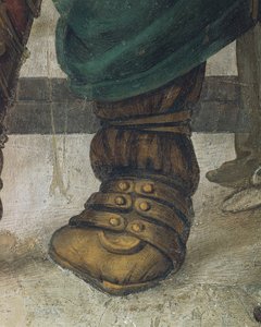Sant Felip conduint el drac del temple de Hieròpolis de Filippino Lippi, detall del calçat, fresc finlandès tekijältä Filippino Lippi
