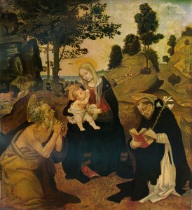 Neitsyt ja lapsi pyhien Jerome ja Dominic kanssa, c1485, 1911 tekijältä Filippino Lippi