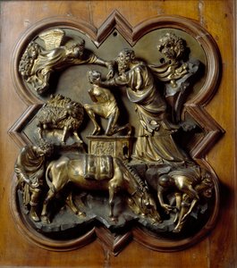 Iisakin uhri. Basreliefi, toteuttanut Filippo Brunelleschi (1377-1446)
