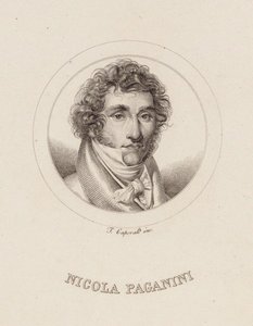 Niccolò Paganinin muotokuva 1782-1840, 1840. tekijältä Filippo Caporali