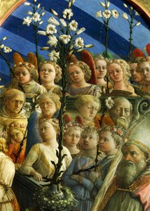 Filippo Lipin (noin 1406-1469) Incoronazione Maringhi eli Neitsyt kruunaus, tempera puulle, 200x287 cm, yksityiskohta tekijältä Filippo Lippi