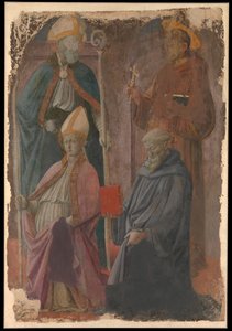 Pyhät Augustinus ja Franciscus, piispa pyhimys ja pyhä Benedictus. tekijältä Filippo Lippi