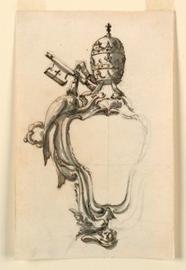 Piirros, Paavin vaakunakilpi, 1740-70. tekijältä Filippo Marchionni