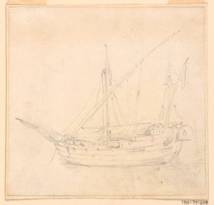 Piirros, Purjelaiva, n. 1780 tekijältä Filippo Marchionni