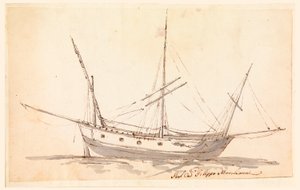 Piirros, Purjelaiva, n. 1780 tekijältä Filippo Marchionni