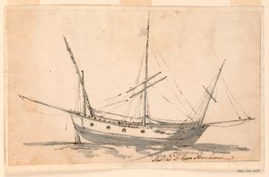 Piirros, Purjelaiva, n. 1780 tekijältä Filippo Marchionni