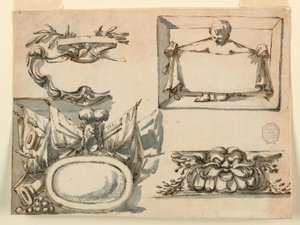 Piirustus, Vappu, pokaali, etiketti, friisin koristeaihe, 1750-75. tekijältä Filippo Marchionni
