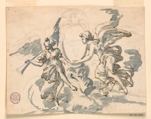 Piirustus, Prelaatin vaakuna, n. 1750. tekijältä Filippo Marchionni