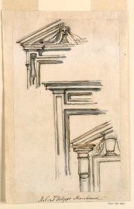 Piirustus, Kolme ikkuna- tai ovikoteloa, n. 1770. tekijältä Filippo Marchionni