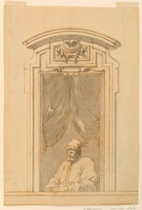 Piirustus, Ikkunalaatikko ja puolikas turkkilaishahmo, 1750-70 tekijältä Filippo Marchionni
