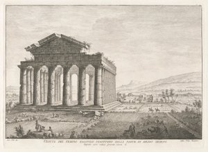 Vista del temple hexàstil perípter des del sud, des d