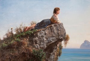 La fanciulla sulla roccia a Sorrento (Das Mädchen auf dem Felsen in Sorrent). 1871