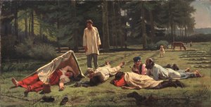 Lepo heinänkorjuussa, 1887