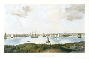 Näkymä Gloucesterista, Mass., n. 1856 (kromolitografia) tekijältä Fitz Henry (attr.to) Lane