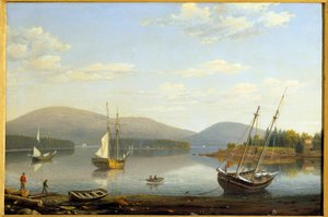 Näkymä Somesin satamasta Mainen osavaltiossa Yhdysvalloissa Hugh Lane Fitzin (1804-1865) maalaus 1850 Yksityinen kokoelma tekijältä Fitz Henry Lane