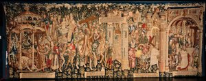 Katedraali (La Seo, Catedral del Salvador de Zaragoza). Kuvakudosmuseo. Flanderin kuvakudos. Legenda Pyhästä Rististä (La leyenda de la Santa Cruz). Ca. 1450. 430x1120cm. tekijältä Flemish School