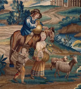Flanderin kuvakudos. 1700-luvun loppu. Kirkon omaisuus Sint-Walburgakerk Oudenaarde (Dekenij van de Sint-Walburga). tekijältä Flemish School