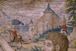 Flanderin kuvakudos. Sarja Pyhän Johannes Kastajan historia: Kristuksen kaste (Het doopsel van Christus). Brysselin ateljee. 1515-1520. tekijältä Flemish School