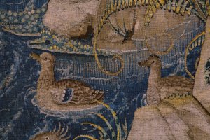 Flanderin kuvakudos. Sarja Pyhän Johannes Kastajan historia: Kristuksen kaste (Het doopsel van Christus). Brysselin ateljee. 1515-1520. tekijältä Flemish School