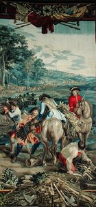 Gathering Wood, The Military Science -sarjasta, Judocus de Vosin työpaja, n. 1715-24 (kuvakudos) tekijältä Flemish School