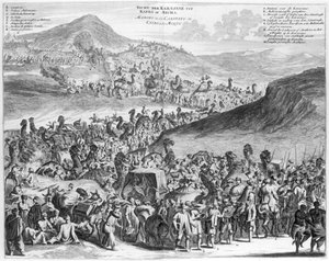 Hajj-karavaani Kairosta Mekkaan, O. Dapperin kuvaus de lAfrique, 1686 tekijältä Flemish School