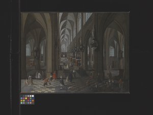 Antwerpenin katedraalin sisustus (öljy kankaalle) tekijältä Flemish School