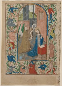 Lehti tuntikirjasta: Annunciation tekijältä Flemish School