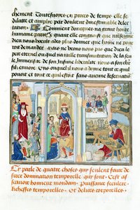 Ms 240 fol.247 Wordly Things, Jean de Gersonin (1363-1429) Le Miroir dHumilite -teoksesta 1462 tekijältä Flemish School