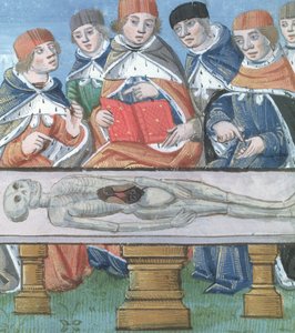 Ms Hunter 9 f.34r Dissektio, De Medina Fen I. II, kirjoittanut Avicenna (980-1037) tekijältä Flemish School
