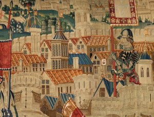 Seurakunnan kuvakudosmuseo (Pastrana Tapestries -seurakuntamuseo). Flanderin kuvakudos. Tangerin valloitus (Tangerin valloitus, De inname van Tanger). Sarja Portugalin kuninkaan Alfonso I:n valloitukset. Tournai. Villa ja silkki tekijältä Flemish School