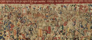 Kuvakudos, joka esittää Portugalin kuninkaan Alfonso V:n valloitukset (Conquistas de Alfonso V de Portugal), Tournaissa. Yksityiskohta. (villa ja silkki) tekijältä Flemish School