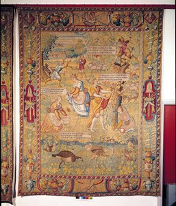 Perhosmetsästys, Les Amours de Gombault et de Macee, Bruggen työpaja, 1500-1600-luku tekijältä Flemish School