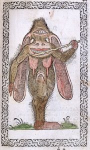 Kykloopit, kuvitus Jean Sluperjin teoksesta Melkein kaikkien kansakuntien ja nykyisten kansakuntien tottumukset ja muotokuvat, Antwerpen, 1572 (väripuupiirros) tekijältä Flemish School