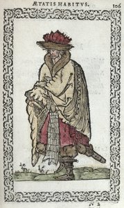 Muskovilainen, kuvitus J. Sluperjin teoksesta Melkein kaikkien kansakuntien ja nykyisten kansakuntien tottumukset ja muotokuvat, julkaistu Antwerpenissä vuonna 1572 (värillinen puupiirros) tekijältä Flemish School