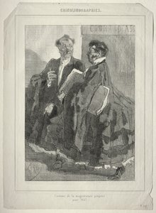 Krinolinografiat (tuomarin puku vuodelle 1857) tekijältä Félicien Rops