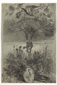 Hollanti: Charles Baudelairen Les Epaves -esikuvan lopullinen piirros. tekijältä Félicien Rops