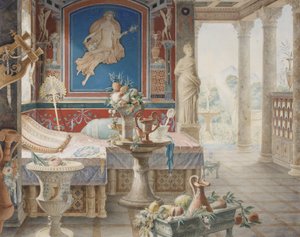 Arkkitehtoninen fantasia Pompejin tyyliin tekijältä Félix Duban